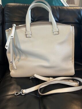 Banana Republic Leather Top-Handle Satchel in Cream - EUC